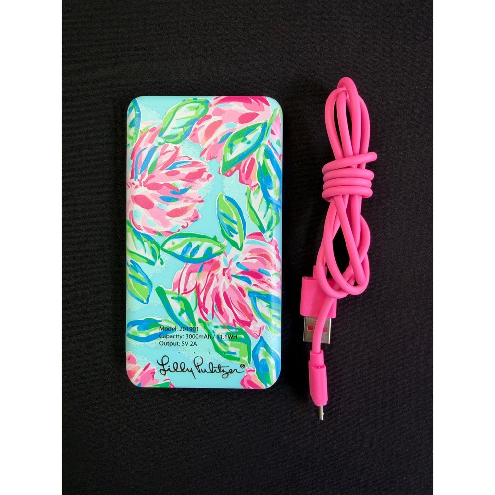 Lilly Pulitzer Portable Power Bank 3000mAh Floral Battery Charger Pink Blue